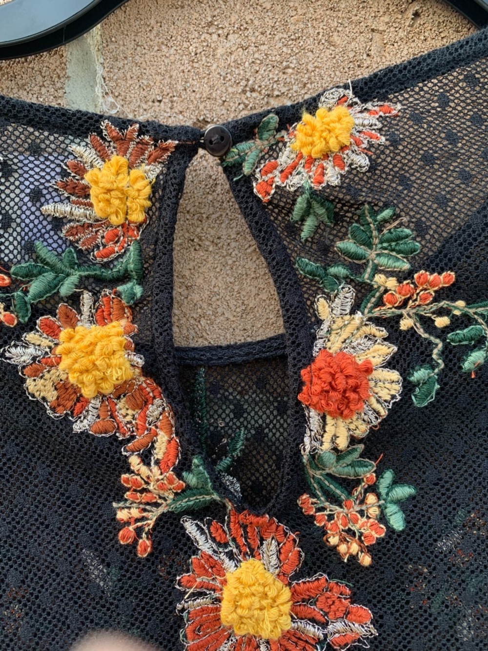 Maeve x Anthropologie Black Cadiz Sheer Blouse with Orange Floral Embroidery - Picture 7 of 11